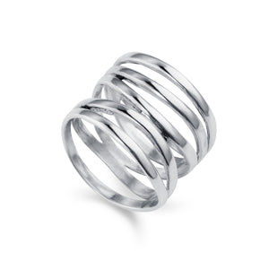 a silver 5 band high wrap ring by christin ranger