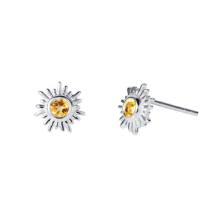 Silver and Citrine Sun Earrings by Christin Ranger