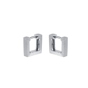 Huggie Silver Square Hoop Earrings by Christin Ranger