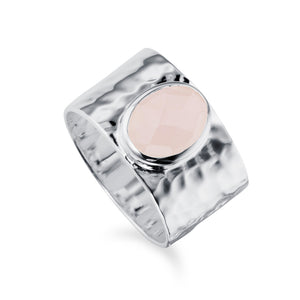 serenity rose quartz wide silver ring by christin ranger