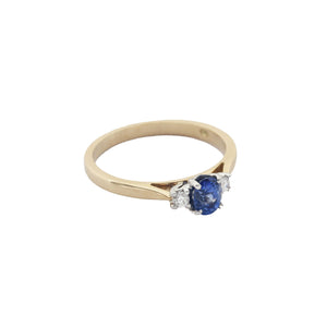 Sapphire & Diamond Three Stone Ring in 18ct Gold