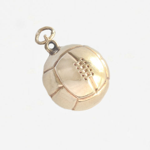 a vintage football charm in yellow gold with stitching  Edit alt text