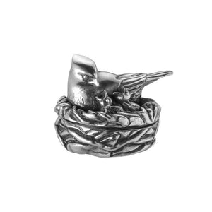 a pewter bird design tooth box by Royal Selangor