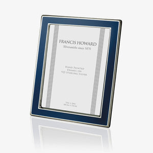 solid sterling silver photo frame with blue enamel around edge various sizes available