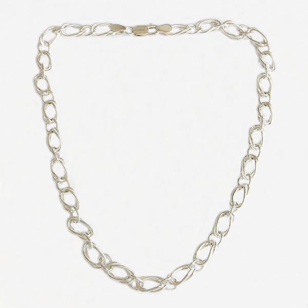 a double oval link sterling silver contemporary necklace