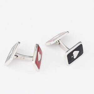 enamel playing cards cufflinks set in sterling silver