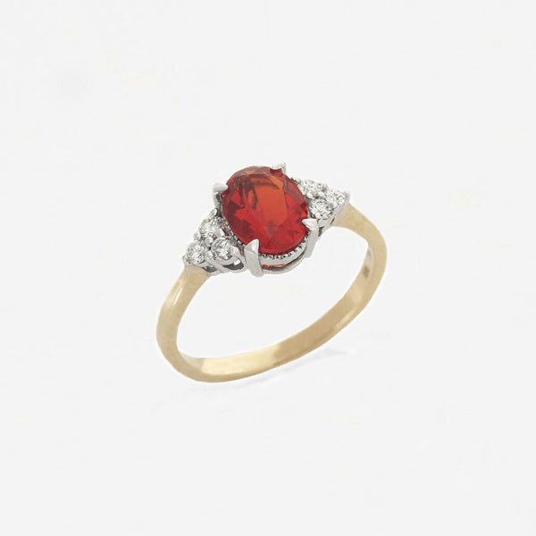 Fire Opal and Diamond Ring in 18ct Gold