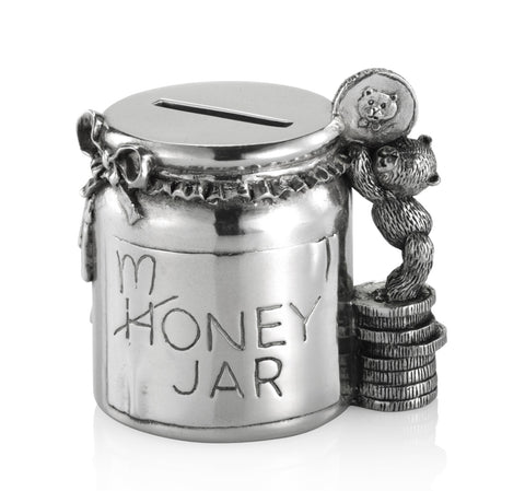 Pewter Teddy Bears' Picnic Children's Coin Box Money Jar by Royal Selangor