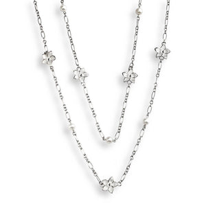 enamel pearl diamond silver stephanotis necklace by nicole barr