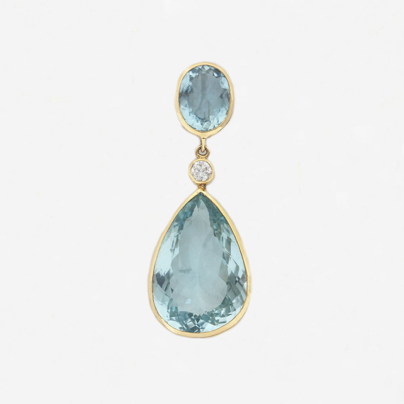 Aquamarine & Diamond Pendant in 18ct Yellow Gold - Secondhand