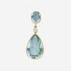 Aquamarine & Diamond Pendant in 18ct Yellow Gold - Secondhand