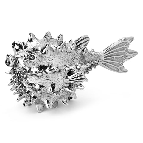 a pewter pufferfish aerator by Royal Selangor